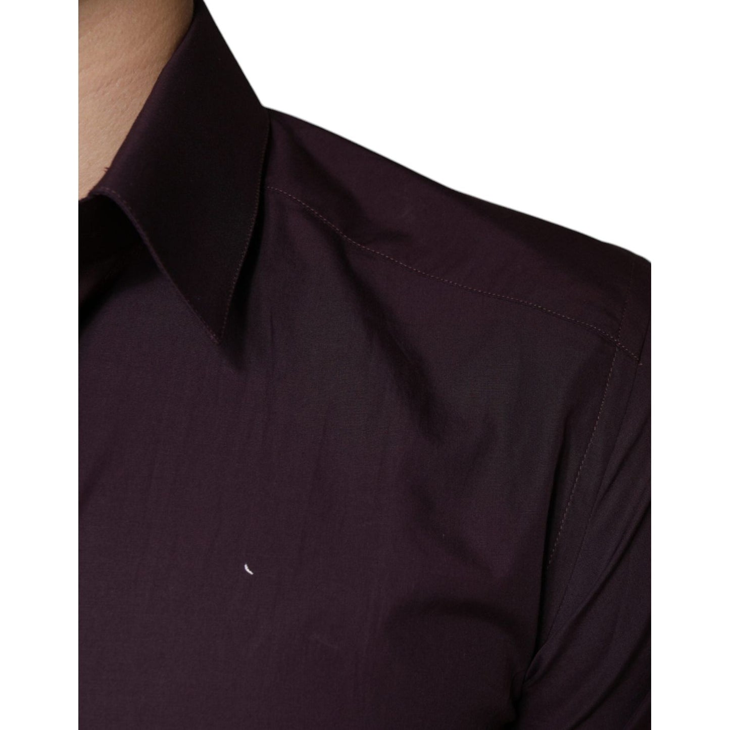 Dolce & Gabbana Dark Violet Cotton Dress GOLD Men Formal Shirt TSH84089-38