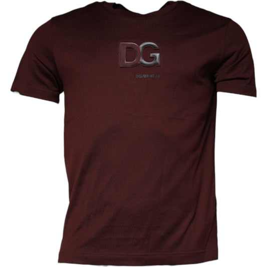 Dolce & Gabbana Maroon DG Logo Cotton Crew Neck T-shirt TSH86898-44