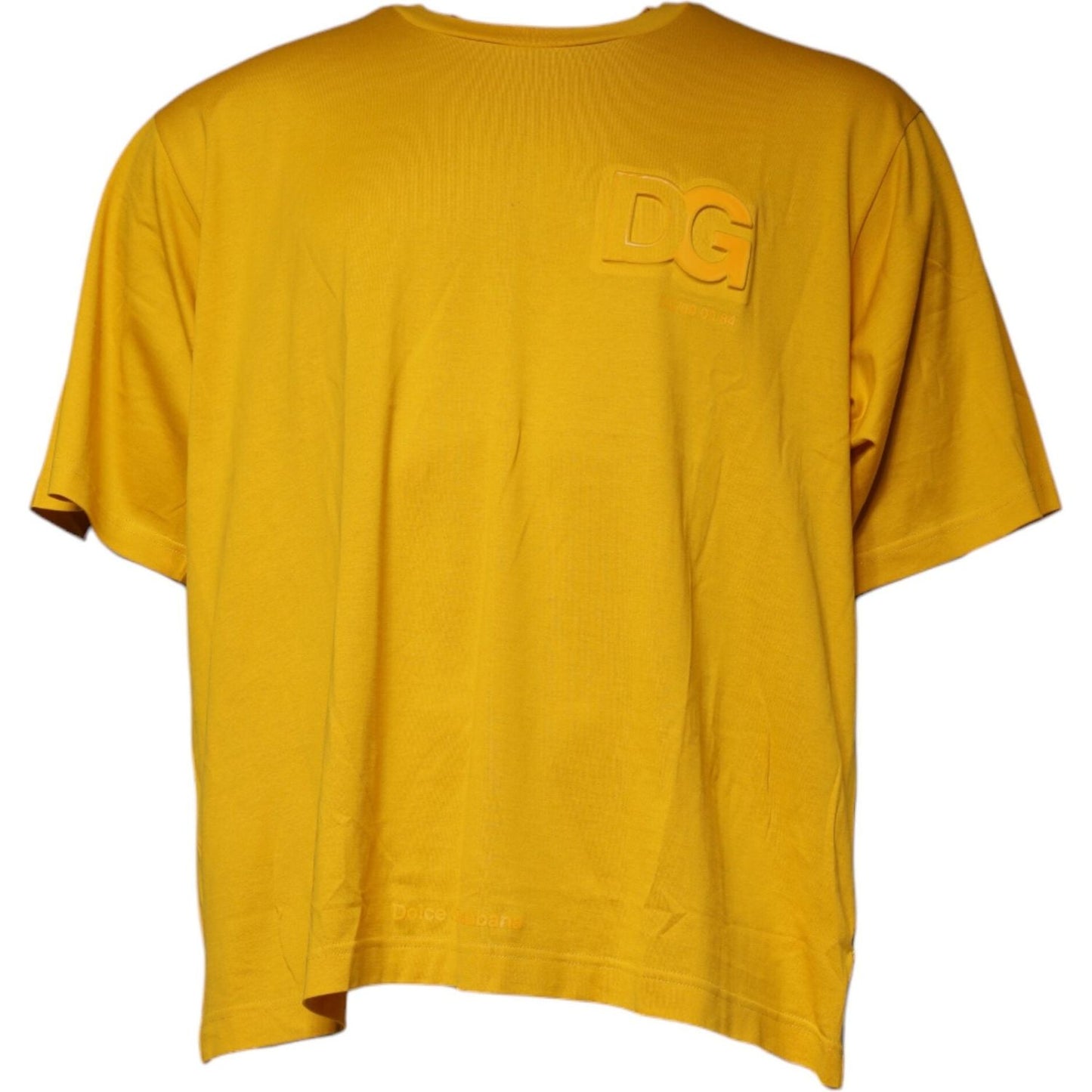 Dolce & Gabbana Mustard Embossed Logo Crew Neck T-shirt TSH86913-56