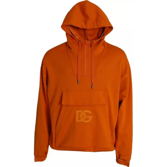 Dolce & Gabbana Orange Hooded Pullover Sweatshirt Sweater TSH86442-48