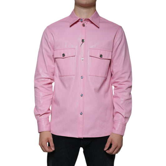 Dolce & Gabbana Pink Cotton Collared Button Down Shirt TSH86585-40