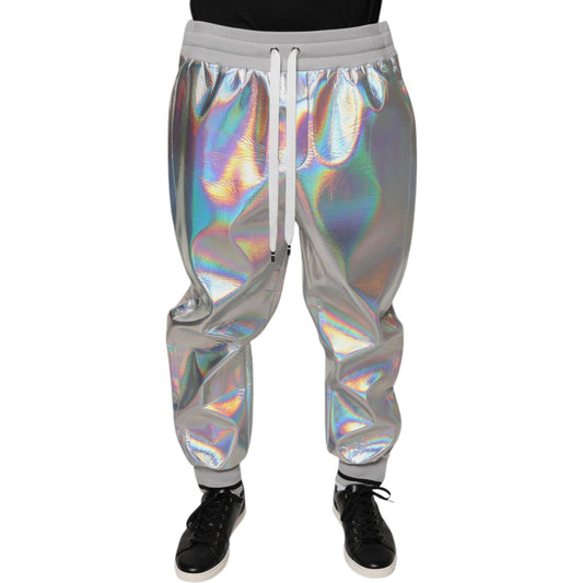 Dolce & Gabbana Silver Iridescent Men Jogger Sweatpants Pants PAN75555-50