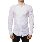 Dolce & Gabbana White Bib Cotton Poplin Formal Dress Shirt TSH6289-39