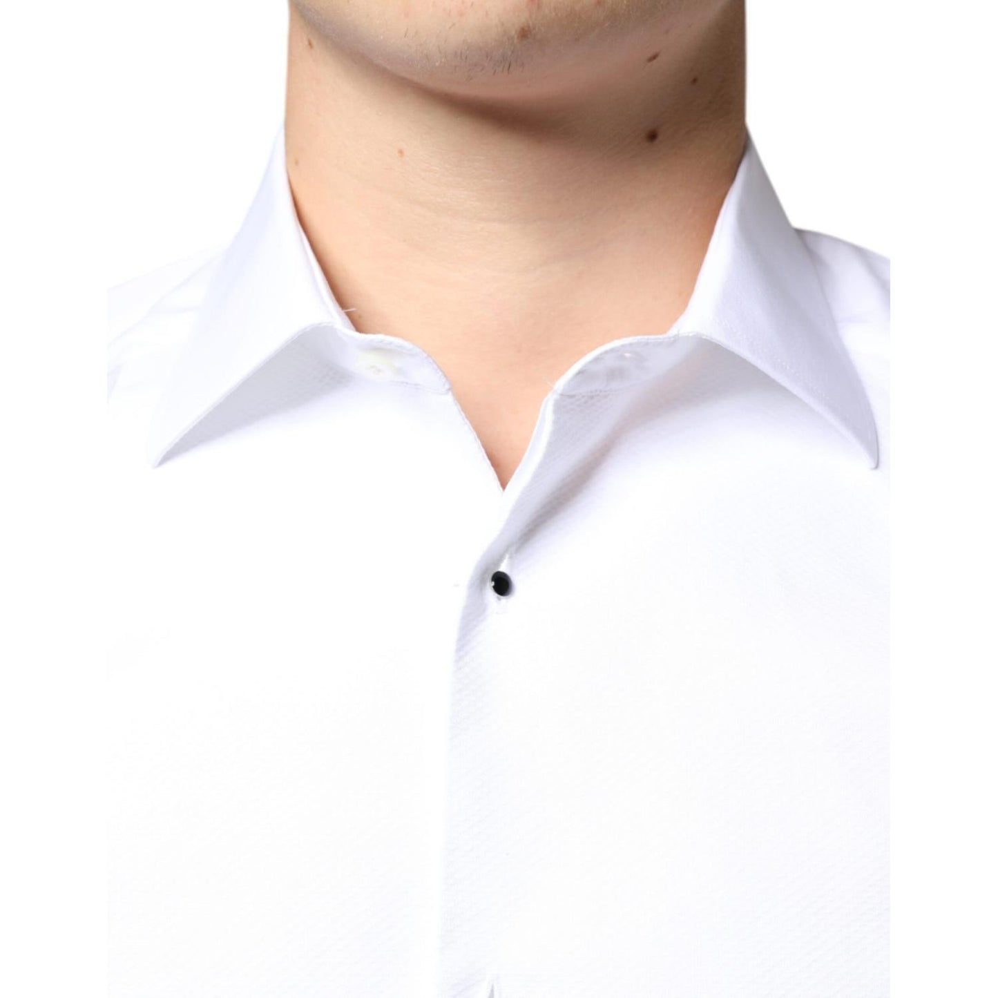Dolce & Gabbana White Bib Cotton Poplin Formal Dress Shirt TSH6289-39