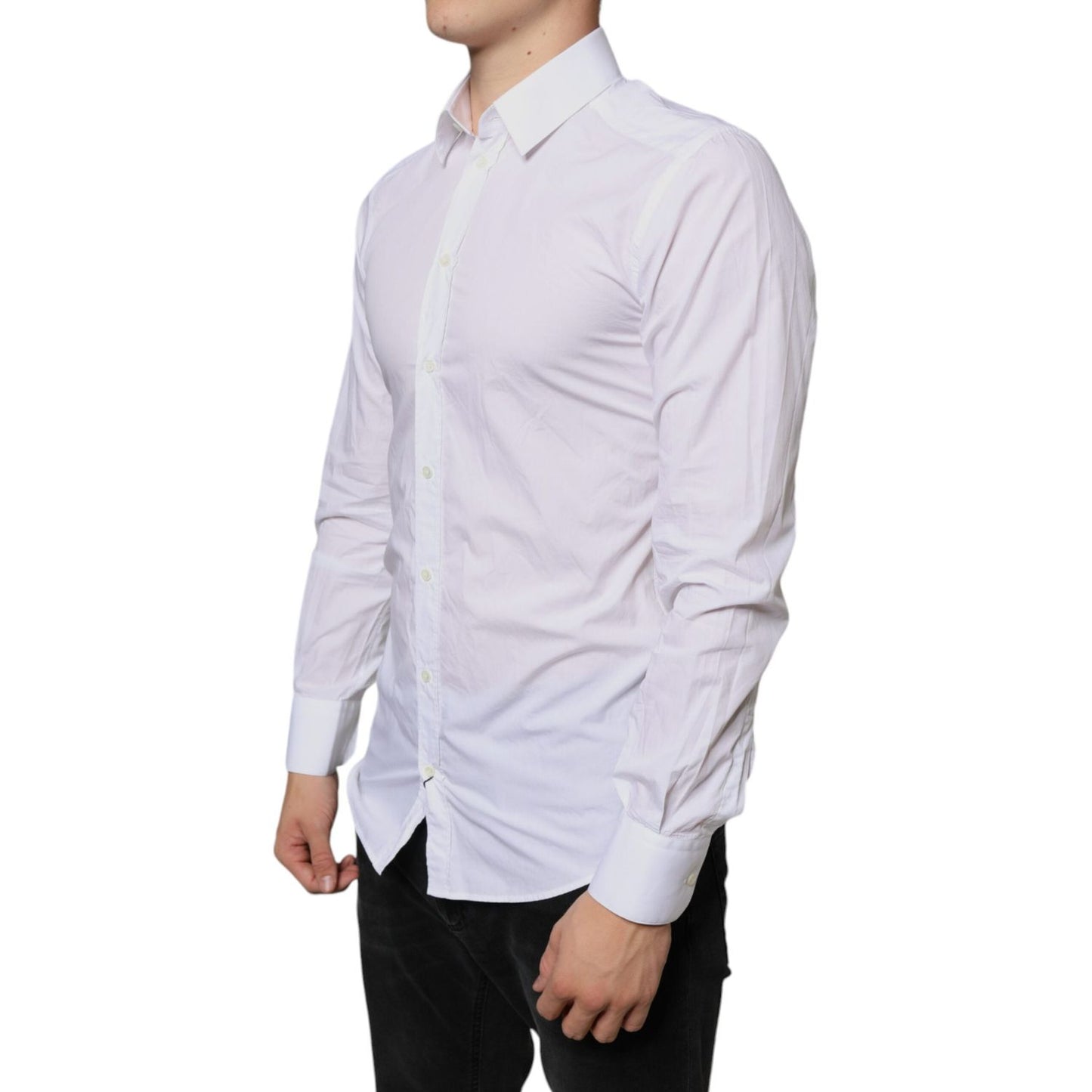 Dolce & Gabbana White Cotton Collared Men Formal Dress Shirt TSH6295-39