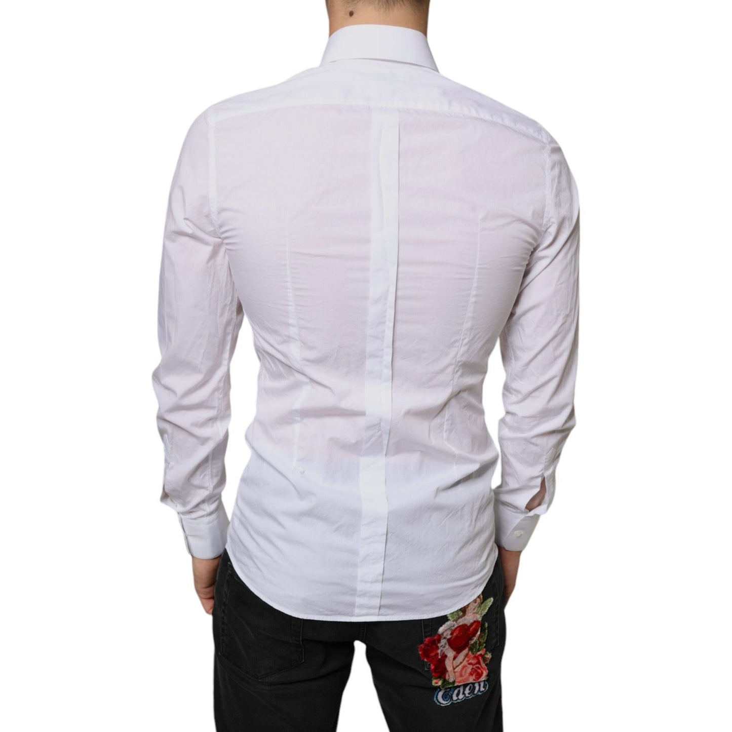 Dolce & Gabbana White Cotton Collared Men Formal Dress Shirt TSH6295-39