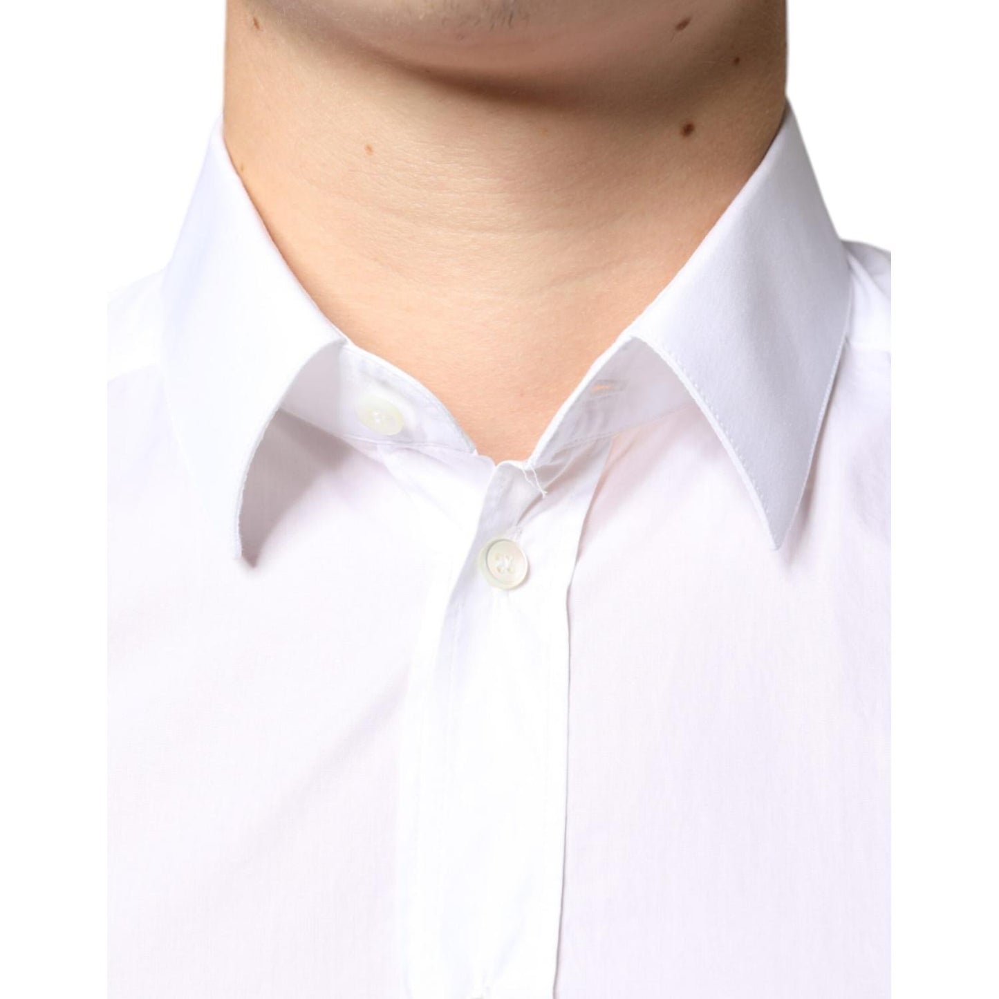 Dolce & Gabbana White Cotton Collared Men Formal Dress Shirt TSH6295-39