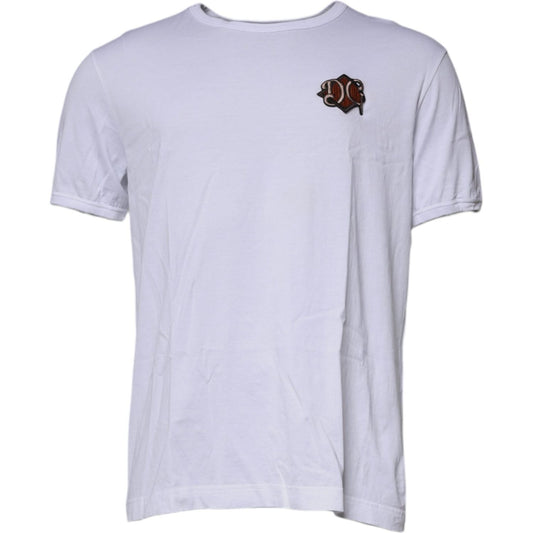 Dolce & Gabbana White DG Embroidery Cotton Crew Neck T-shirt TSH87369-56