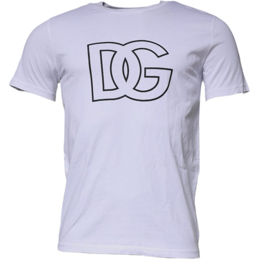 Dolce & Gabbana White DG Logo Cotton Crew Neck T-shirt TSH87375-46