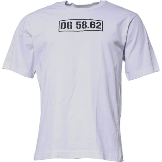 Dolce & Gabbana White DG Logo Cotton Crew Neck T-shirt TSH87409-48