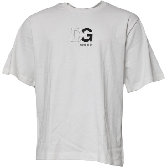 Dolce & Gabbana White DG Logo Crew Neck Short Sleeves T-shirt TSH87257-48