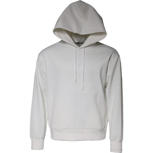 Dolce & Gabbana White DG Logo Hooded Men Sweatshirt Sweater TSH86973-44