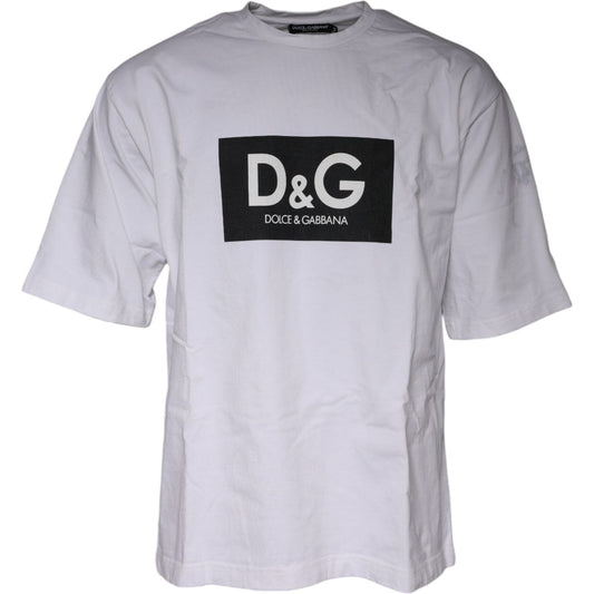 Dolce & Gabbana White Logo Print Cotton Crew Neck T-shirt TSH86868-52