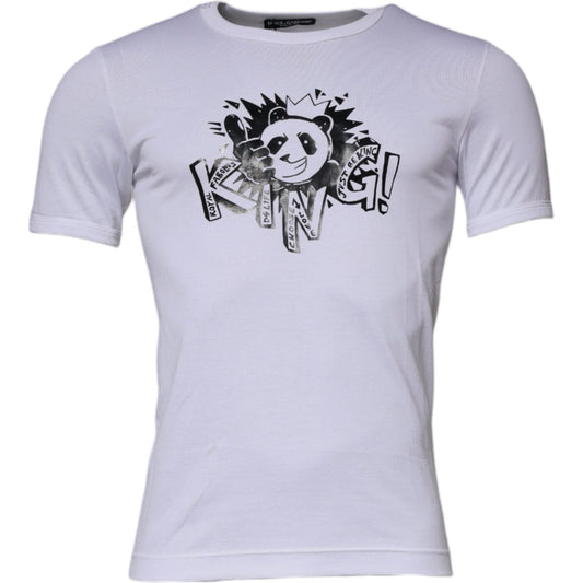 Dolce & Gabbana White Panda King Cotton Crew Neck T-shirt TSH87232-44