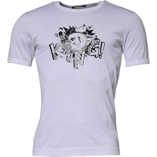 Dolce & Gabbana White Panda King Cotton Crew Neck T-shirt TSH87233-46