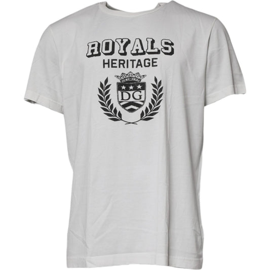 Dolce & Gabbana White Royals Heritage Cotton T-shirt TSH87230-54