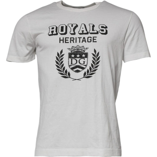 Dolce & Gabbana White Royals Heritage Cotton T-shirt TSH87231-46