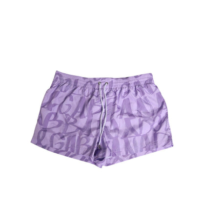 Dolce & Gabbana Purple DG Logo Print Nylon Men Shorts Swimwear