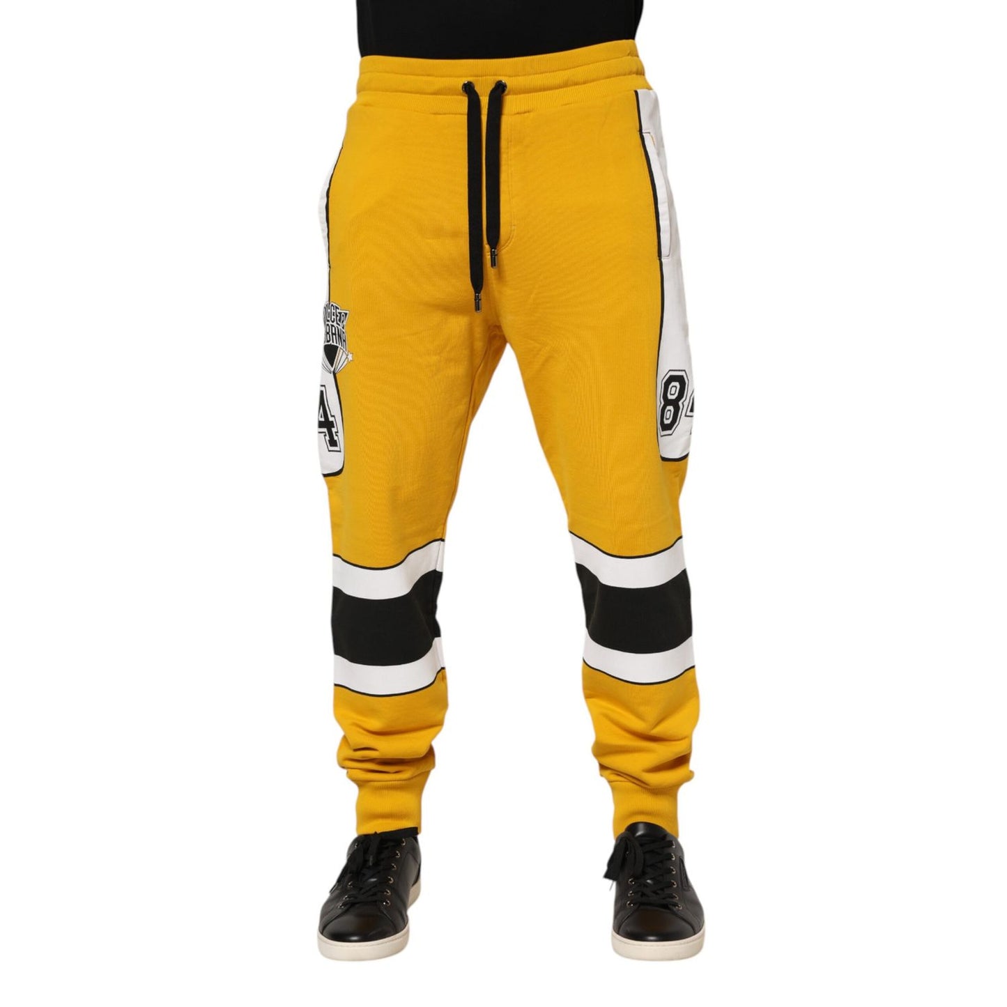 Dolce & Gabbana Yellow Cotton Logo Jogger Sweatpants Pants