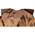 Emporio Armani Brown Satin Long Sleeves Wrap Sheath Mini Dress Emporio Armani Sienna