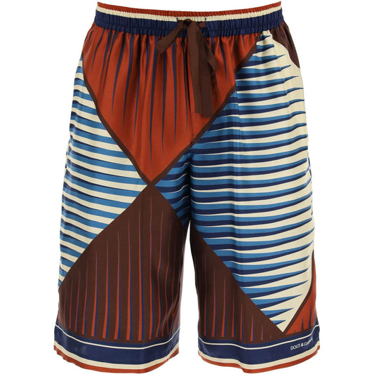 Dolce & Gabbana printed silk bermuda shorts set Short trousers Dolce & Gabbana Dark Slate Gray