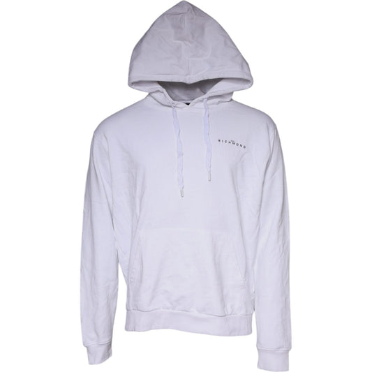 John Richmond White Logo Cotton Hooded Sweatshirt Sweater TSH87037-52