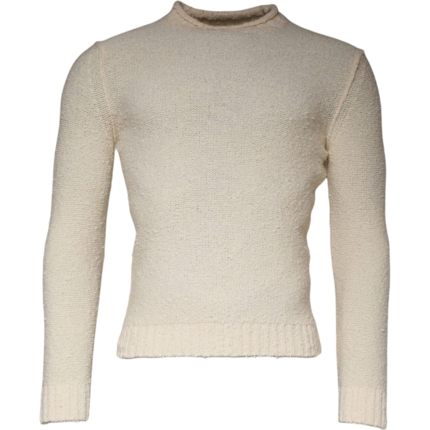 KANGRA Beige Wool Knit Long Sleeve Round Neck Pullover Sweater TSH87007-46