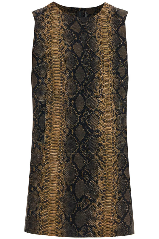 Norma Kamali brown python print sleeveless mini dress Dresses Norma Kamali Dark Slate Gray