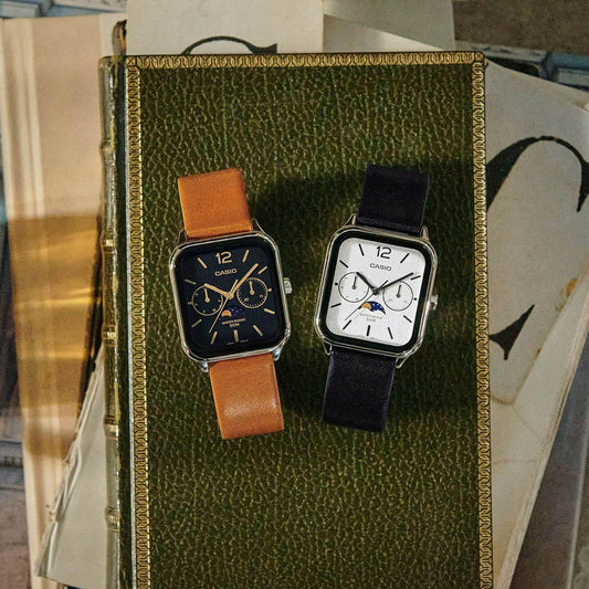 CASIO COLLECTION Mod. MOONPHASES LEATHER - BLACK WATCHES CASIO COLLECTION & VINTAGE Dark Slate Gray