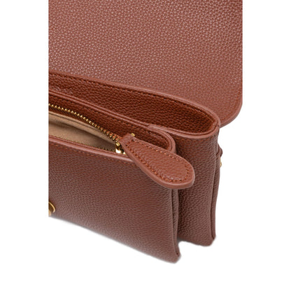 PINKO Brown Leather Love Boucle Riga Shoulder Bag