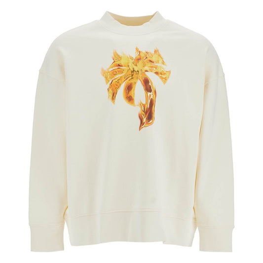 Palm Angels 'burning palm oversized sweat Topwear Palm Angels Light Gray