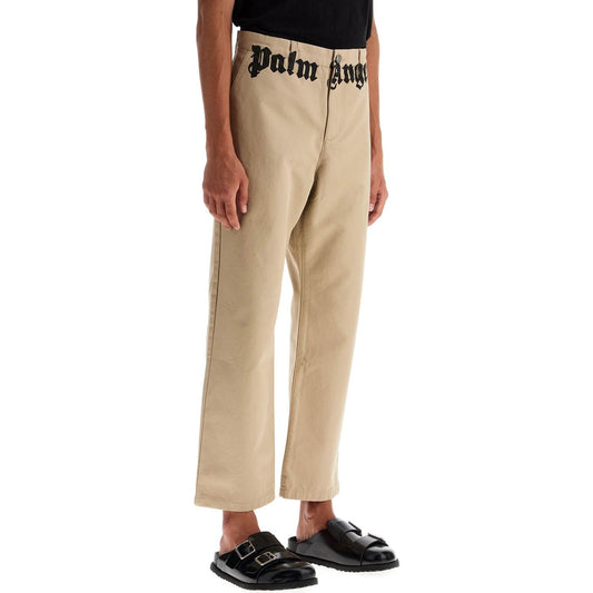 Palm Angels chino pants with logo branding Trousers Palm Angels Rosy Brown