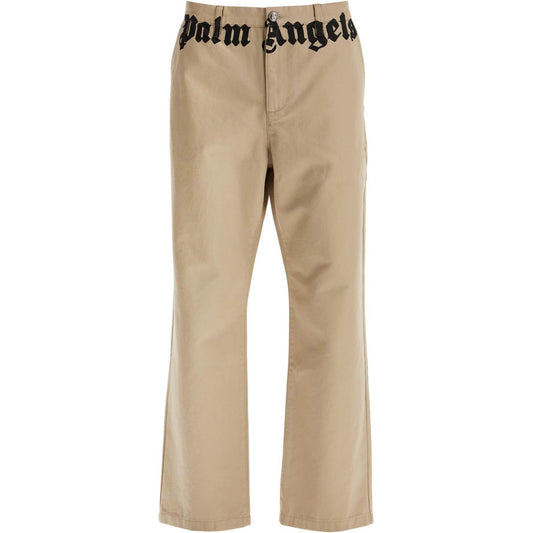 Palm Angels chino pants with logo branding Trousers Palm Angels Rosy Brown