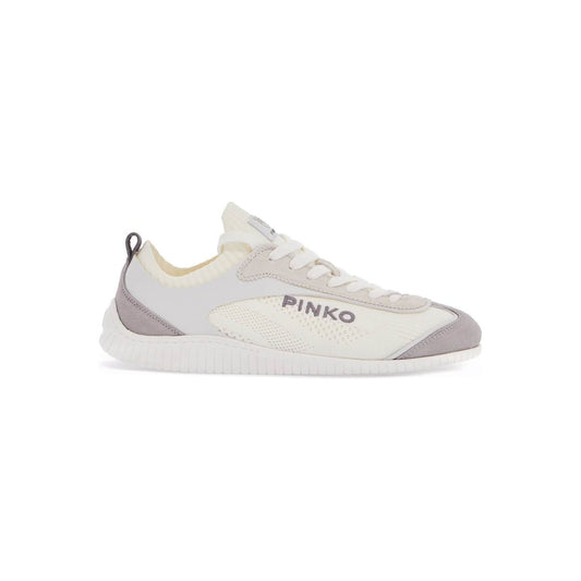 Pinko white latte knit fabric sneakers with light gray details Sneakers Pinko Light Gray
