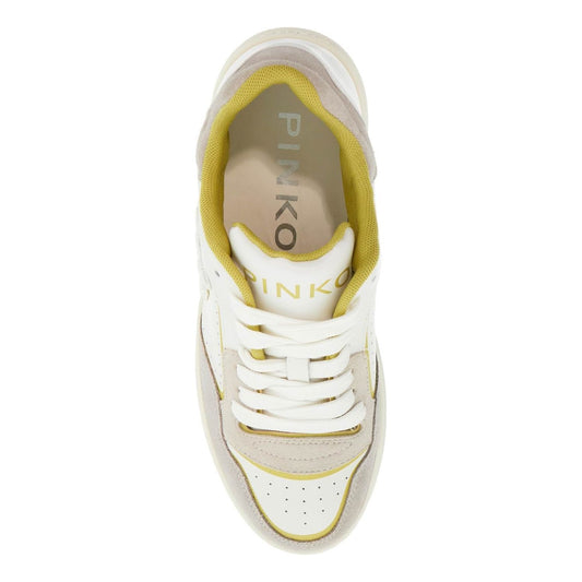 Pinko sneakers mandy 08 in white leather with lime details for women Sneakers Pinko Light Gray