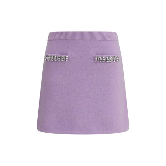 Self-Portrait Purple Viscose Mini Skirt