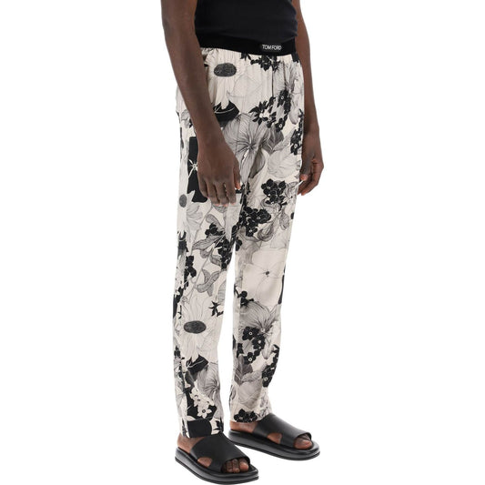 Tom Ford pajama pants in floral silk Beachwear & underwear Tom Ford Dark Slate Gray