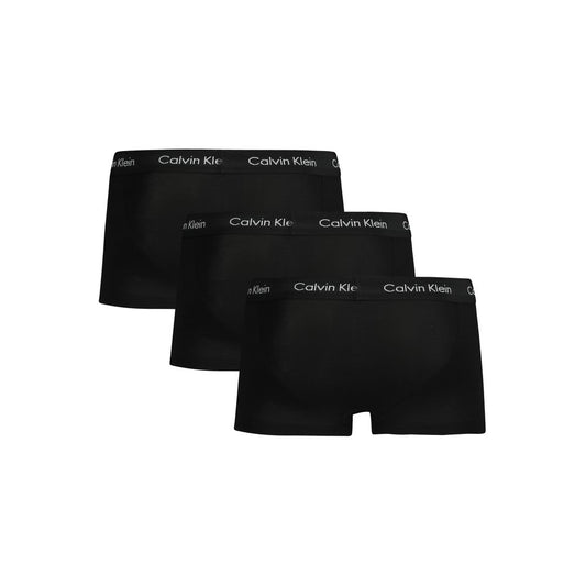 Calvin Klein black cotton men's boxers, tri-pack, with logo waistband for comfort and style.