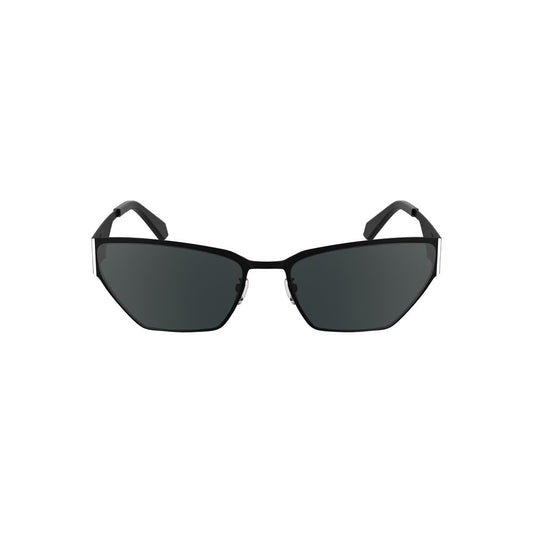 Calvin Klein black metal sunglasses with sleek design and dark lenses for a stylish look.