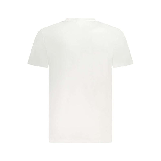 Calvin Klein white cotton t-shirt back view, short sleeve, crew neck, featuring logo embroidery.