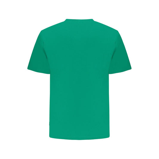 Back view of green Pepe Jeans T-shirt, short sleeves, crew neck, with logo embroidery, made from 100% sustainable cotton.