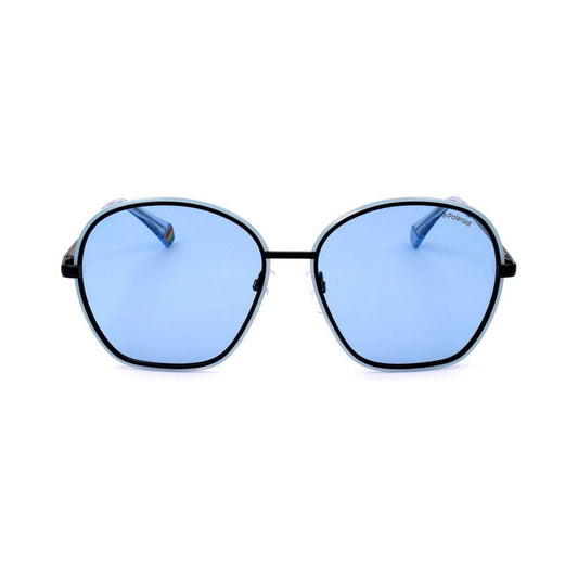 Polaroid blue metal sunglasses, model PLD6113-S-MVU, with polarized lenses. Measurements: 56/16/140 mm. Suitable for women.