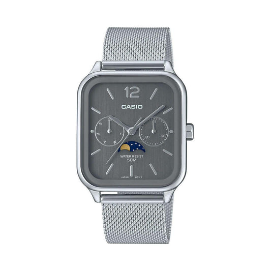CASIO COLLECTION Mod. MOONPHASES - GREY MESH WATCHES CASIO COLLECTION & VINTAGE Dim Gray