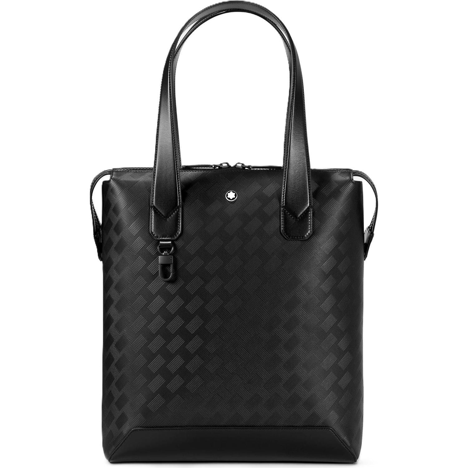 Front view with bag zipped and handles upright.